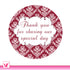 Damask Gift Favor Thank You Tag Label Sticker Bridal Shower Wedding