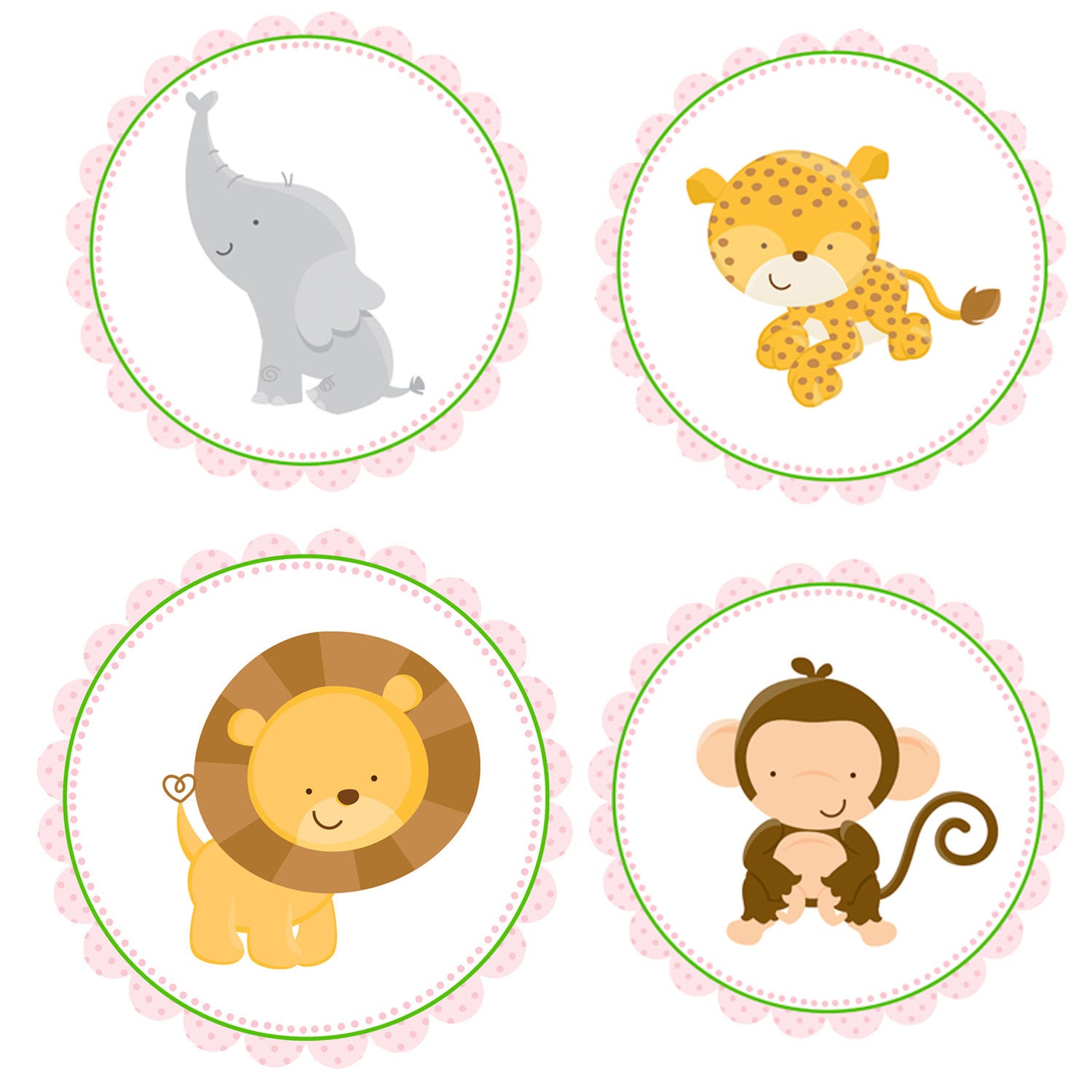 Jungle Pink Girl Birthday Banner