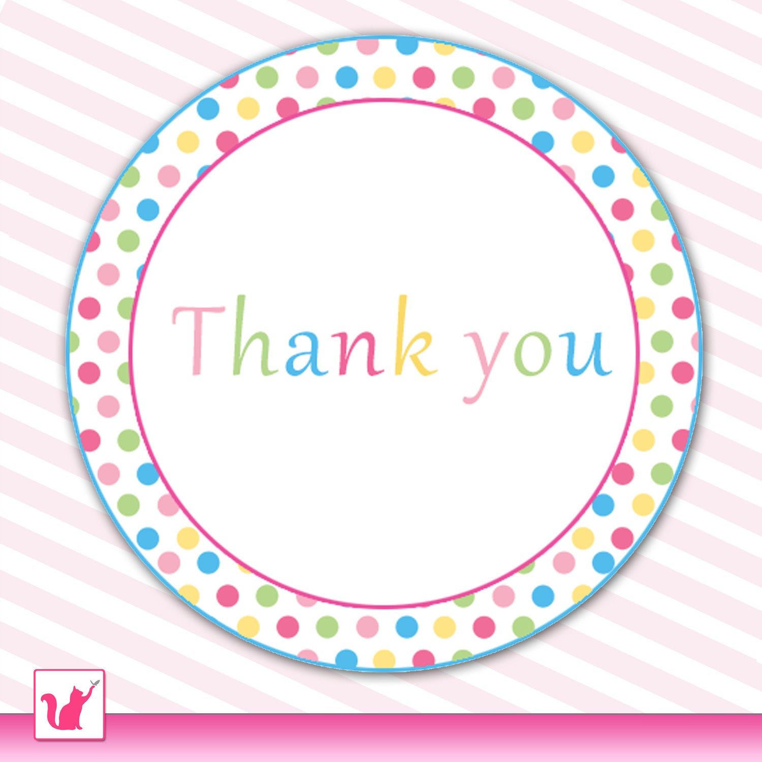 Polka Dots Thank You Labels Pink Blue Birthday Baby Shower Printable