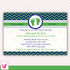 Blue Green Chevron Feet Baby Boy Shower Invitation