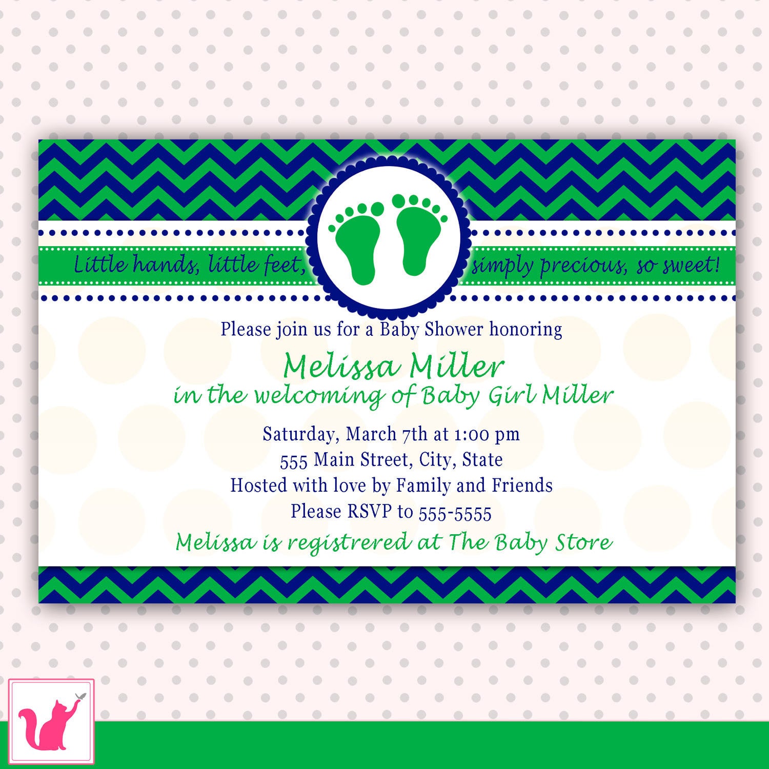 green blue chevron invitation