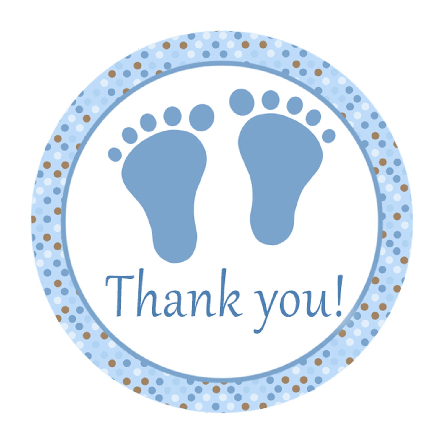 Footprints Baby Shower Favor Labels Blue Brown