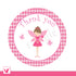 Printable Cute Pink Fairy Pixie Thank You Tag Label - Circle Hot Pink Polka Dots Girl Baby Shower Birthday Party Personlalized