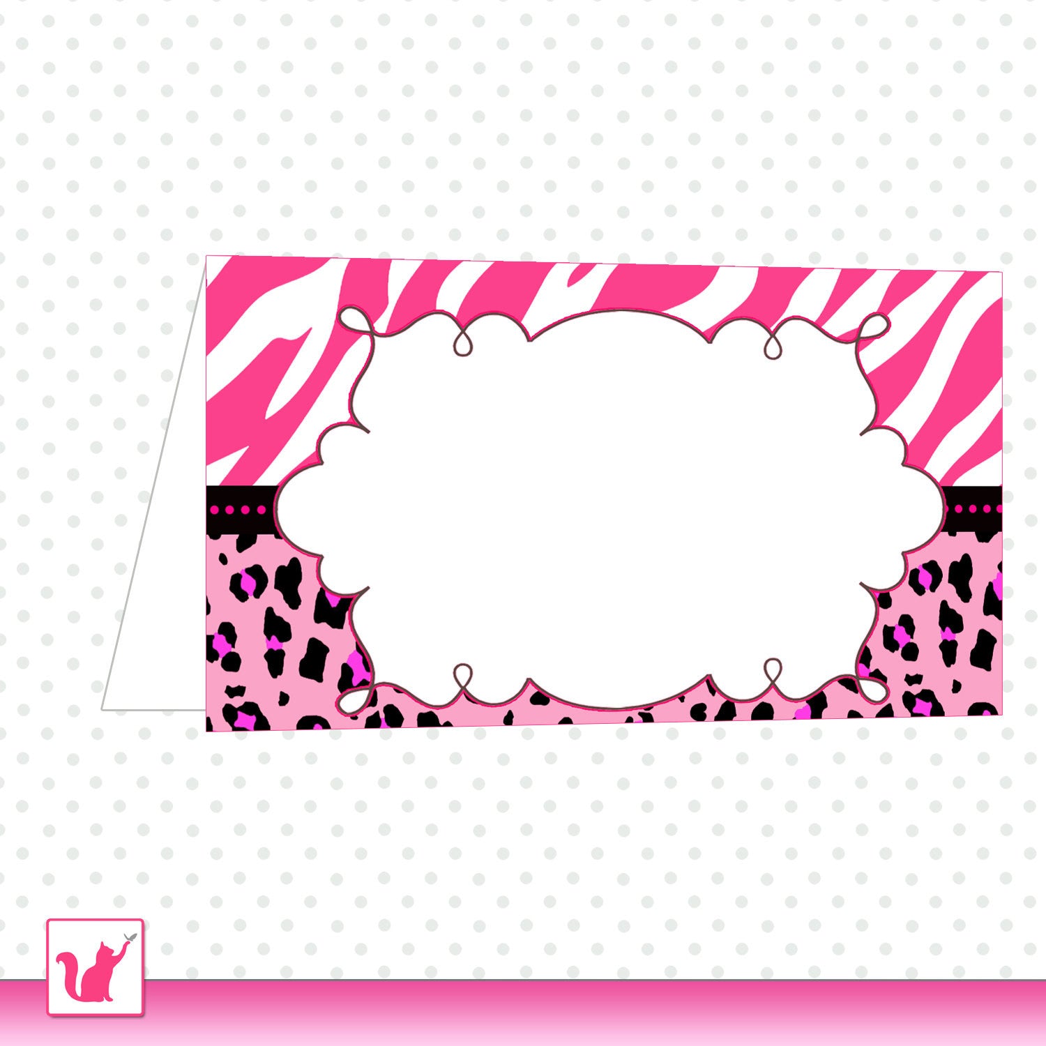 Giraffe Buffet Food Label Place Seating Name Card Birthday Pink Baby Shower
