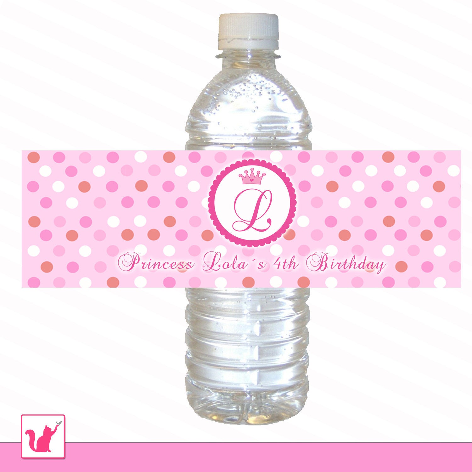 Monogram Pink Princess Bottle Labels Wrapper