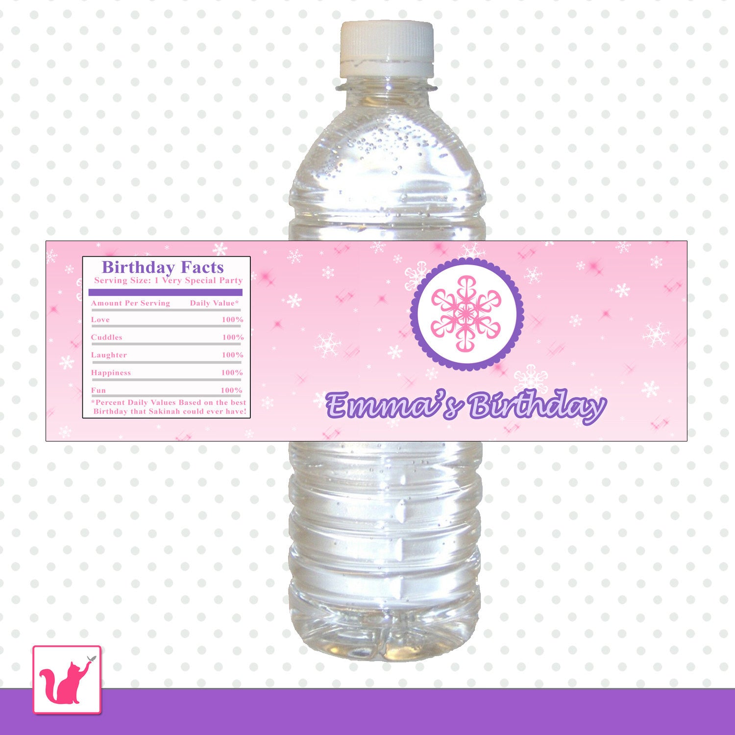 Winter Purple Pink Bottle Label Birthday Baby Shower