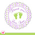 Purple Green Baby Feet Thank You Tag Favor Sticker Label