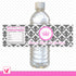 Damask Princess Bottle Label Birthday Baby Shower Pink