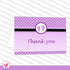 Footprints Baby Shower Thank You Card Purple