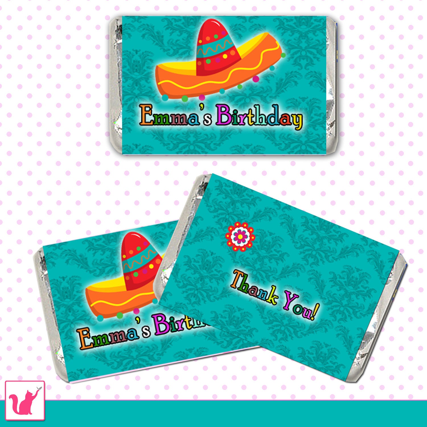 Mexican Fiesta Candy Wrapper Birthday Baby Shower Printable