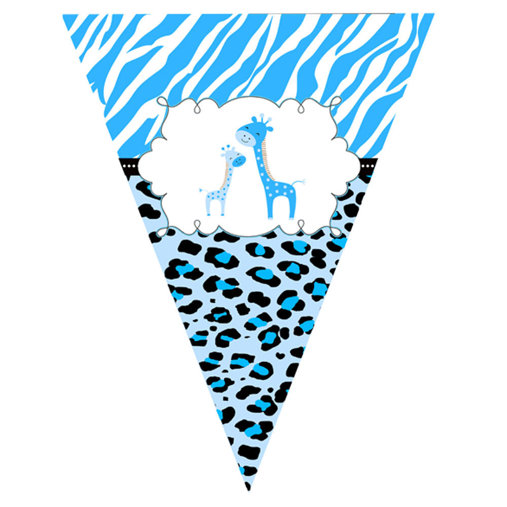 Giraffe Blue Flag Banner Baby Shower