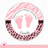 Pink Feet Zebra Baby Girl Shower Thank You Tag Sticker Label