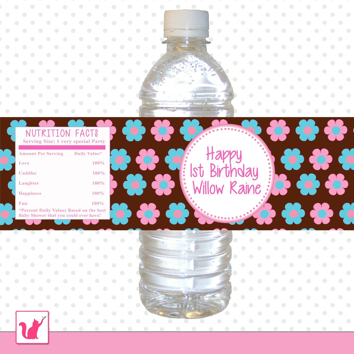 Floral Hippie Boho Bottle Label Birthday Baby Shower