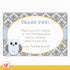 Owl Thank You Card Note Baby Shower Birthday Blue Gold