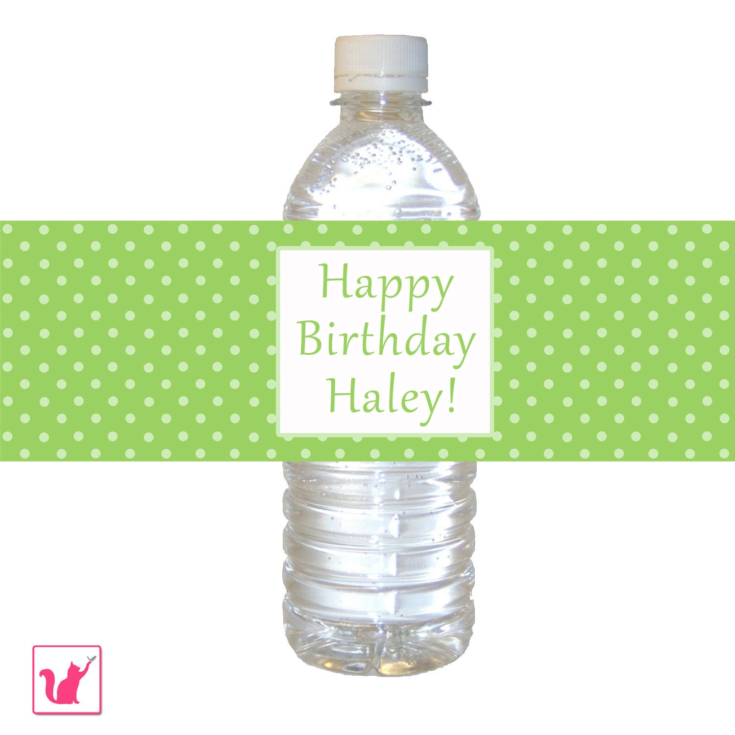 Green Polka Dots Bottle Label Birthday Baby Shower