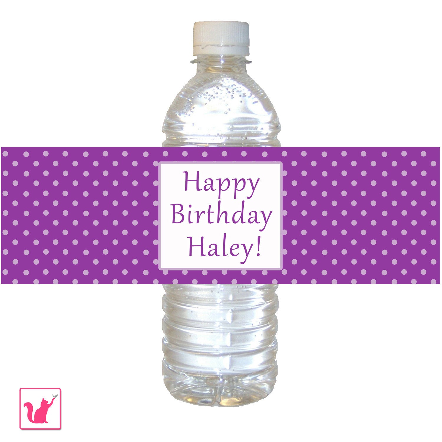 Purple Polka Dots Bottle Label Birthday Baby Shower