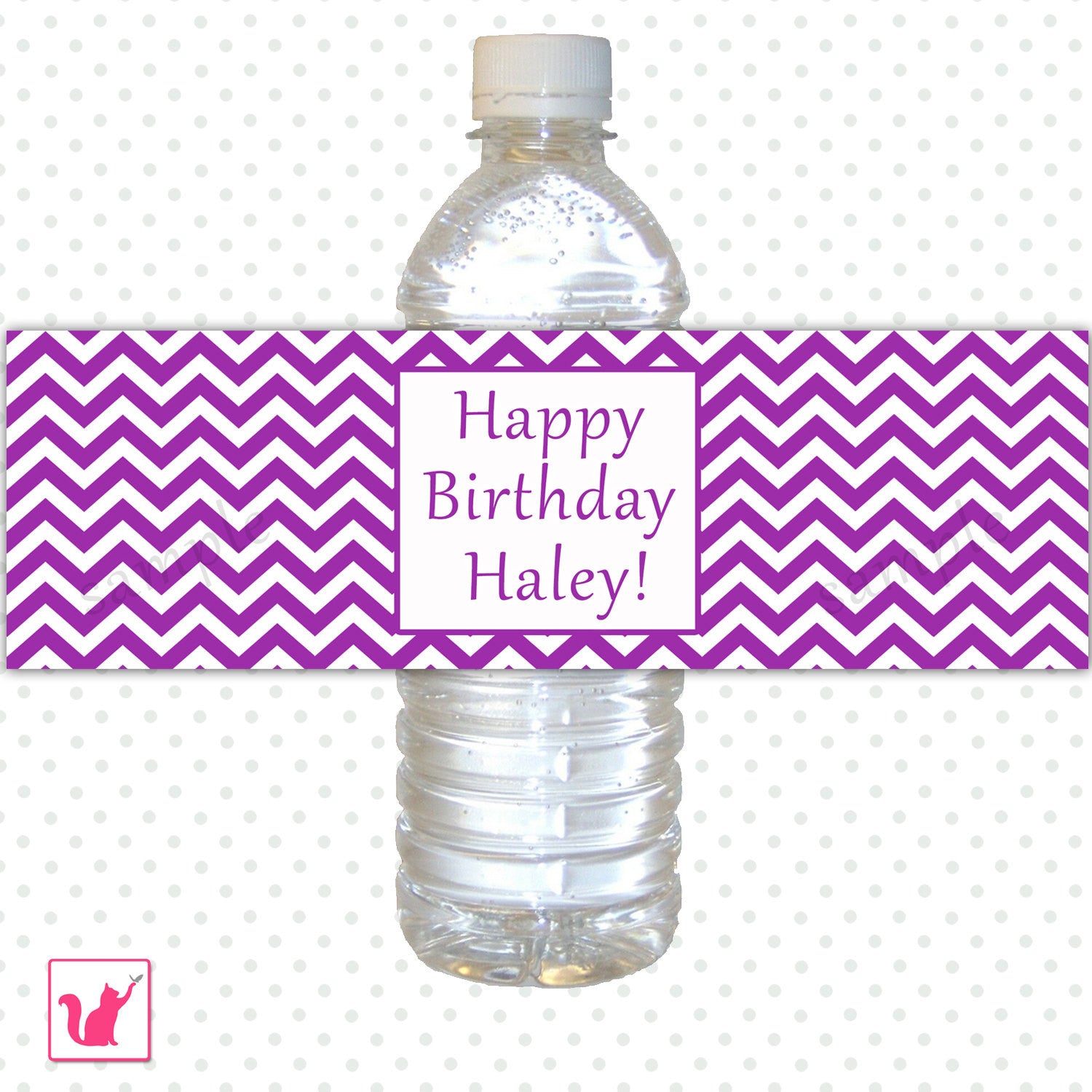 Purple Chevron Bottle Label Birthday Baby Shower
