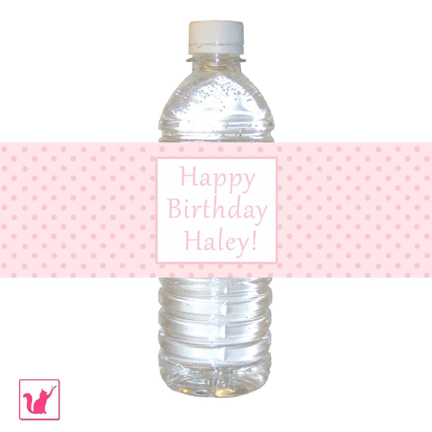 Pink Polka Dots Bottle Label Birthday Baby Shower