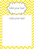 Yellow Chevron Blank Invitation Thank You Card Bridal Baby Shower Birthday