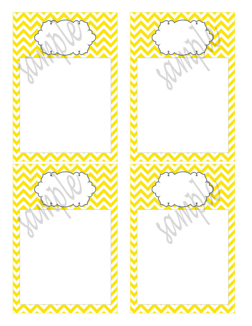 Yellow Chevron Blank Invitation Thank You Card Bridal Baby Shower Birthday