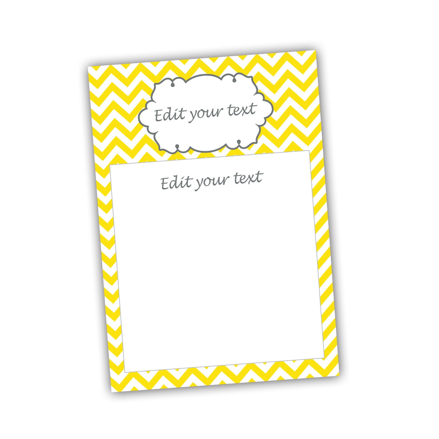 Yellow Chevron Blank Invitation Thank You Card Bridal Baby Shower Birthday
