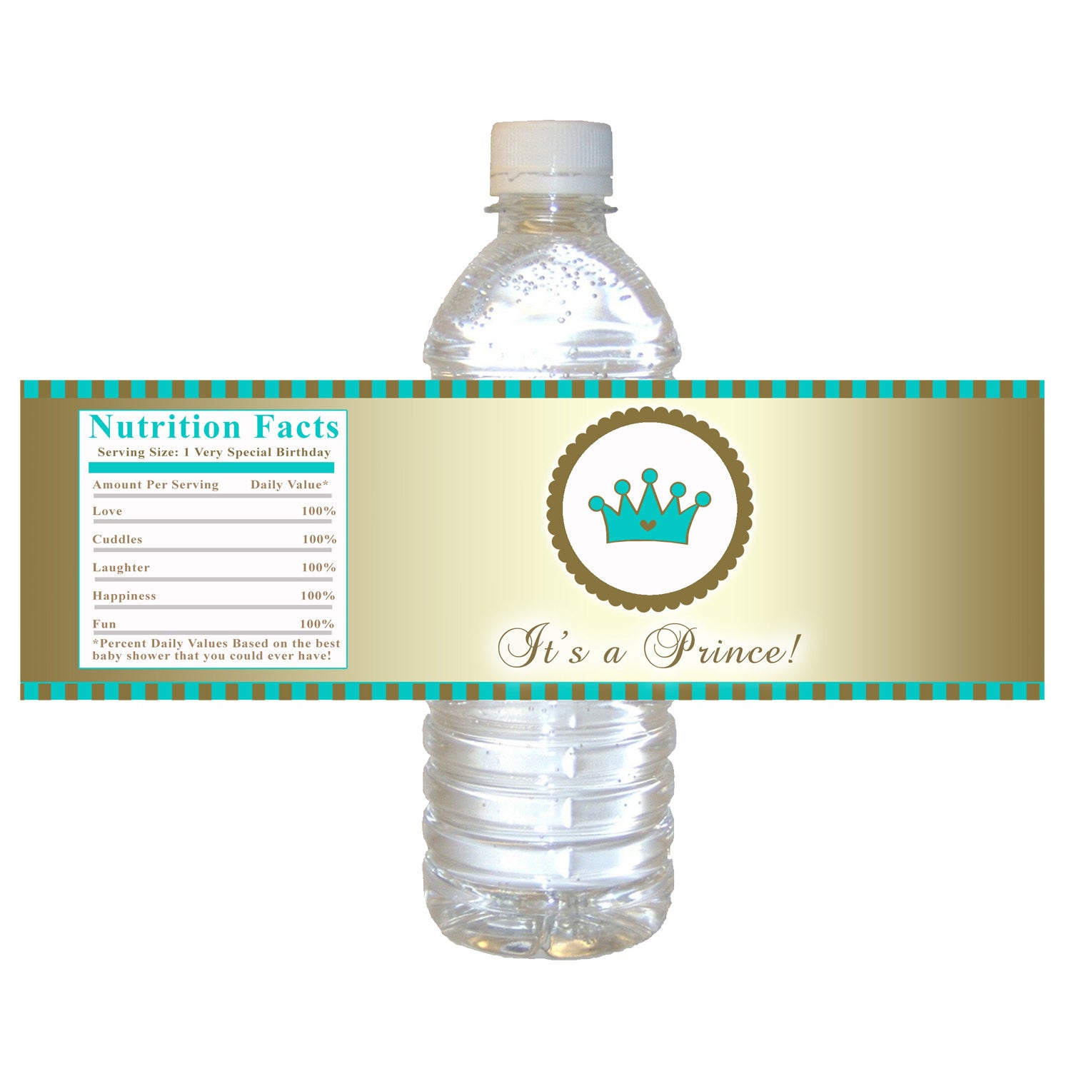 Gold Green Prince Bottle Label Birthday Baby Shower