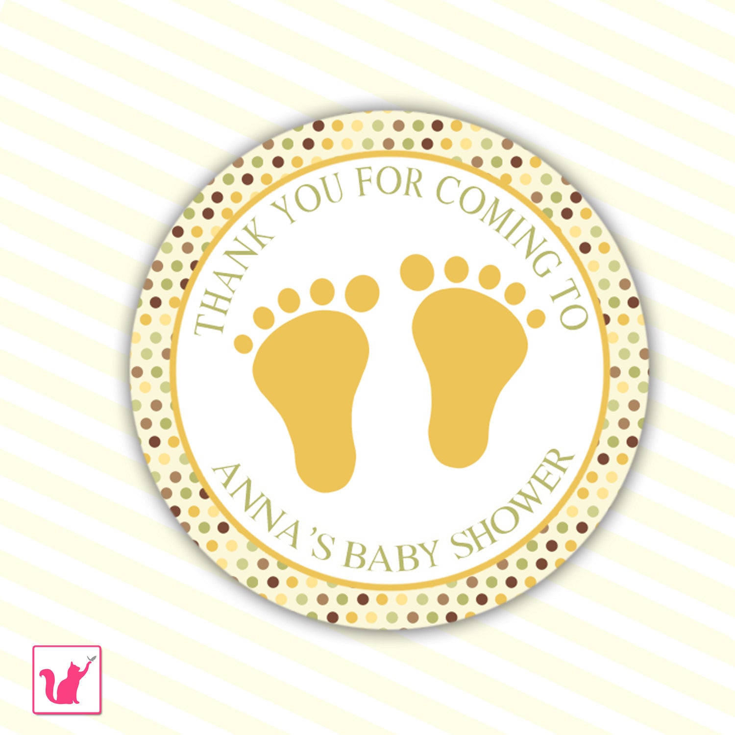 Yellow Thank You Tag Favor Label Sticker Unisex Baby Shower