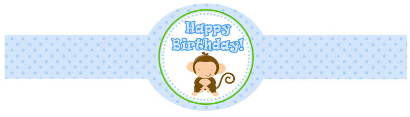 Printable Jungle Blue Napkin Ring Holder - Birthday Party Baby Boy Shower Its a Boy Monkey Giraffe Lion
