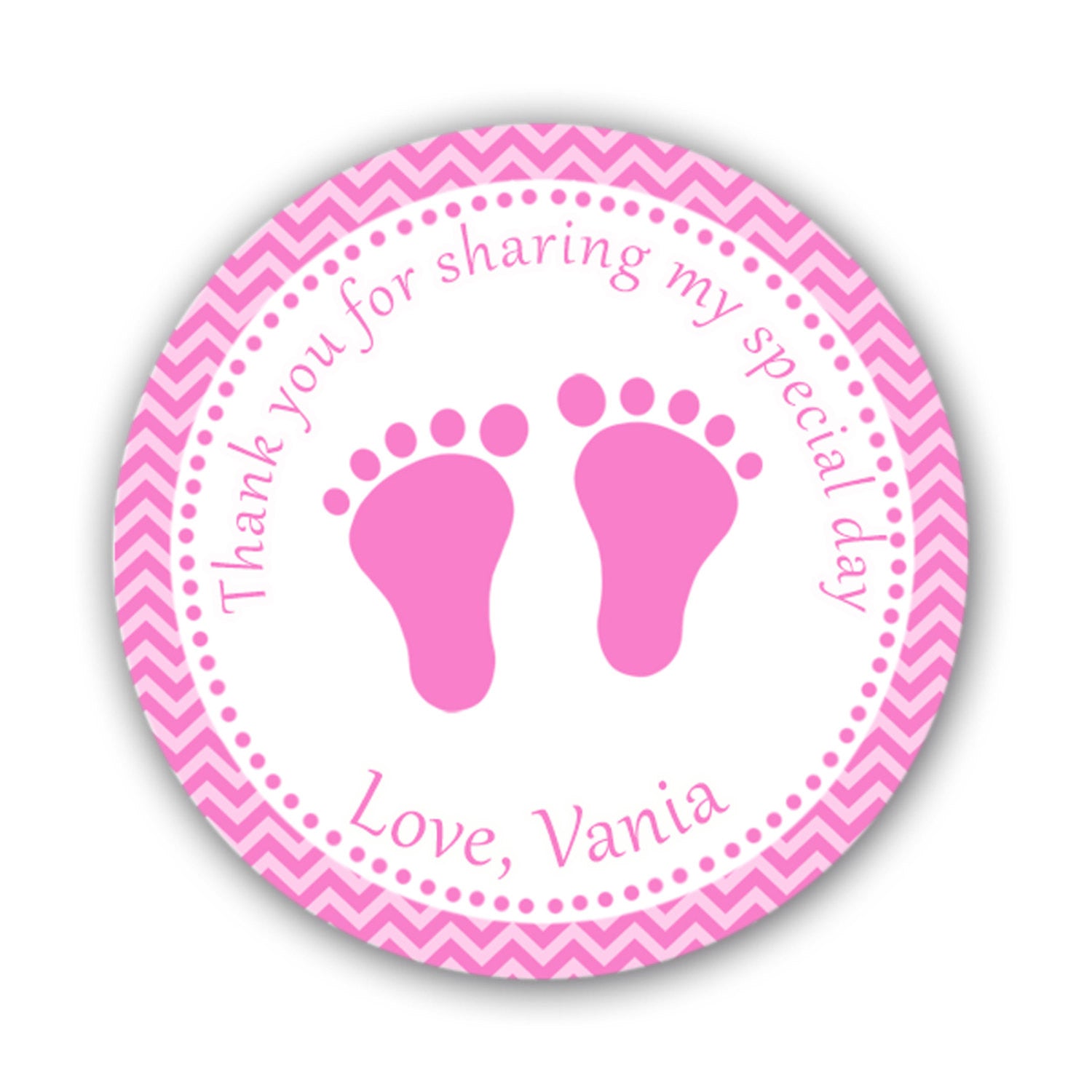 Pink Chevron Label Chevron Baby Sprinkle Label Chevron Thank You Baby Girl Shower Sticker Pink Baby Shower Thank You Label INSTANT DOWNLOAD