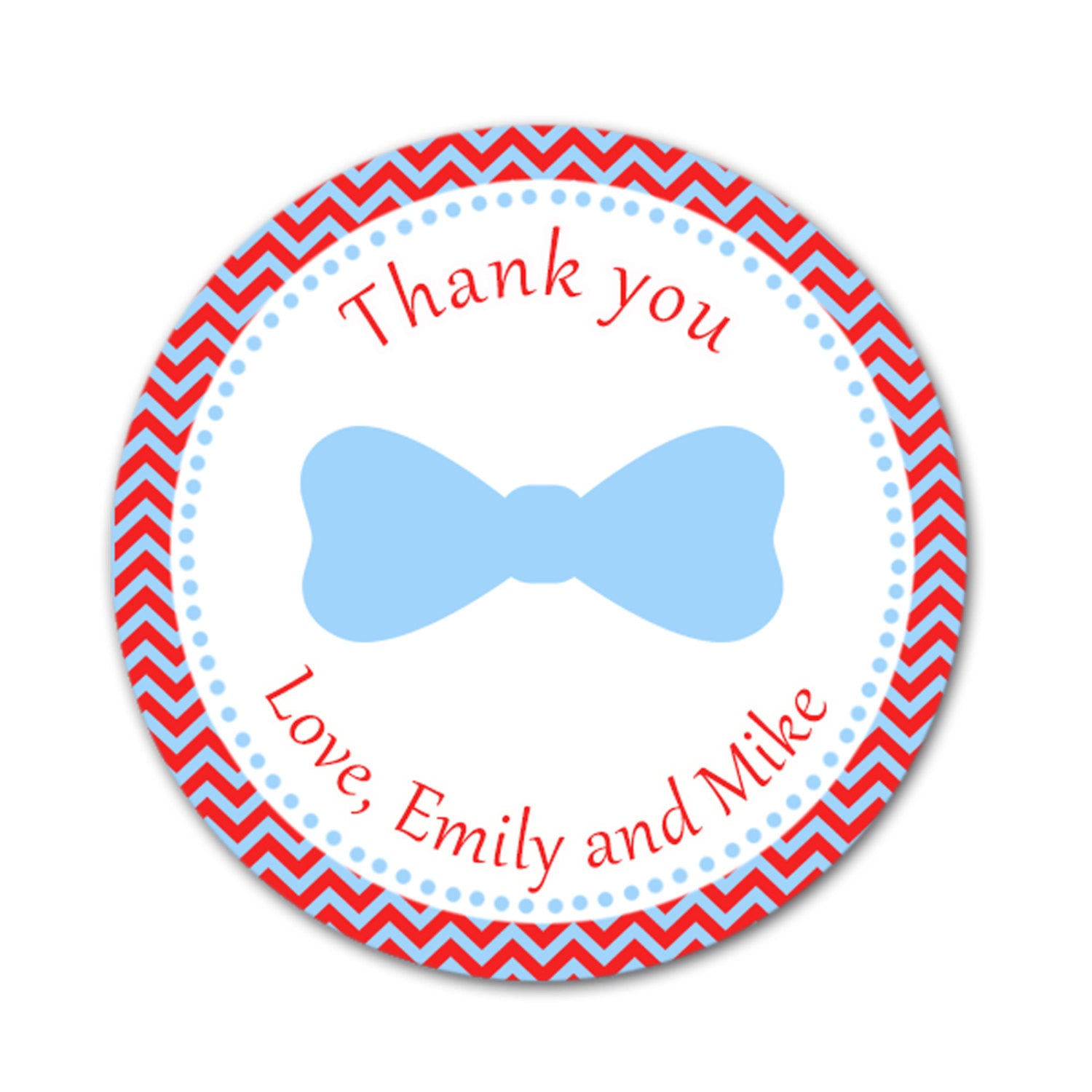 Red Blue Bowtie Favor Tag Label Sticker Little Man Birthday Baby Shower