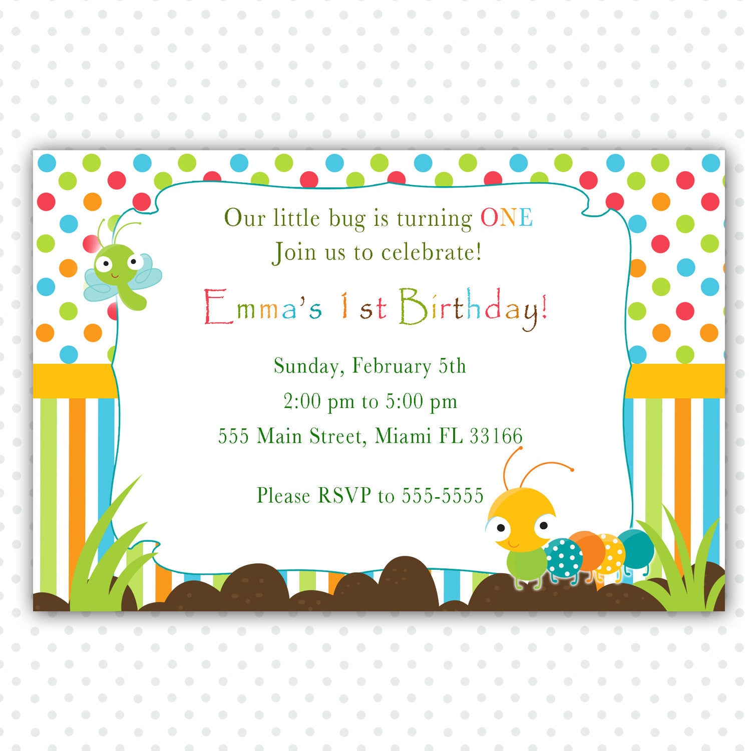 bugs caterpillar invitation