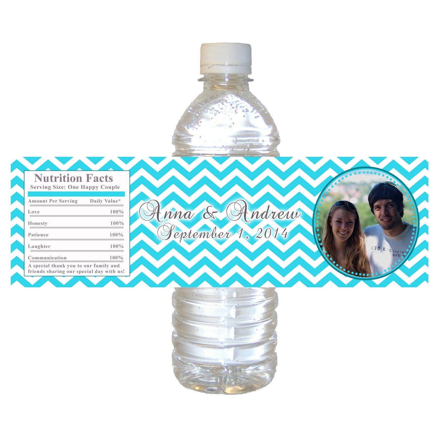 Turquoise Bridal Shower Photo Bottle Label