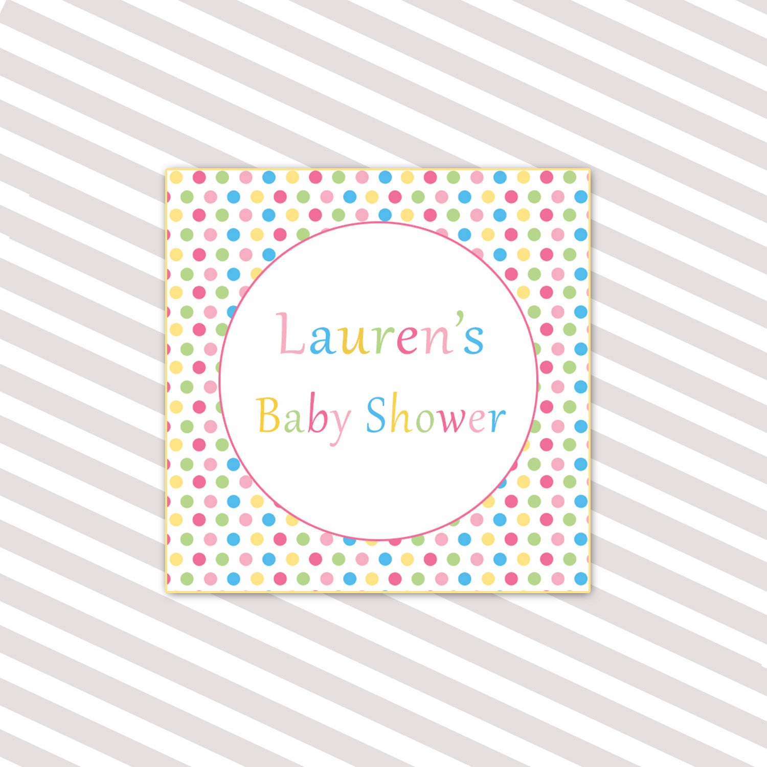 Polka Dots Baby Shower Square Tag Label Sticker Pink Blue