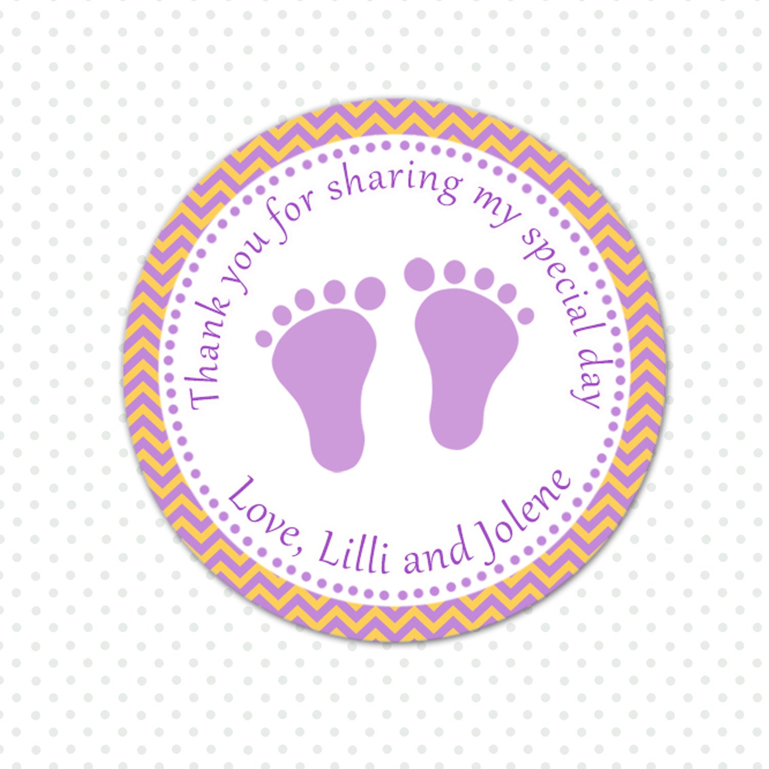 Coral Purple Baby Girl Shower Thank You Tag Label Sticker