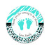 Teal Zebra Leopard Baby Shower Thank You Tag Sticker Favor Label