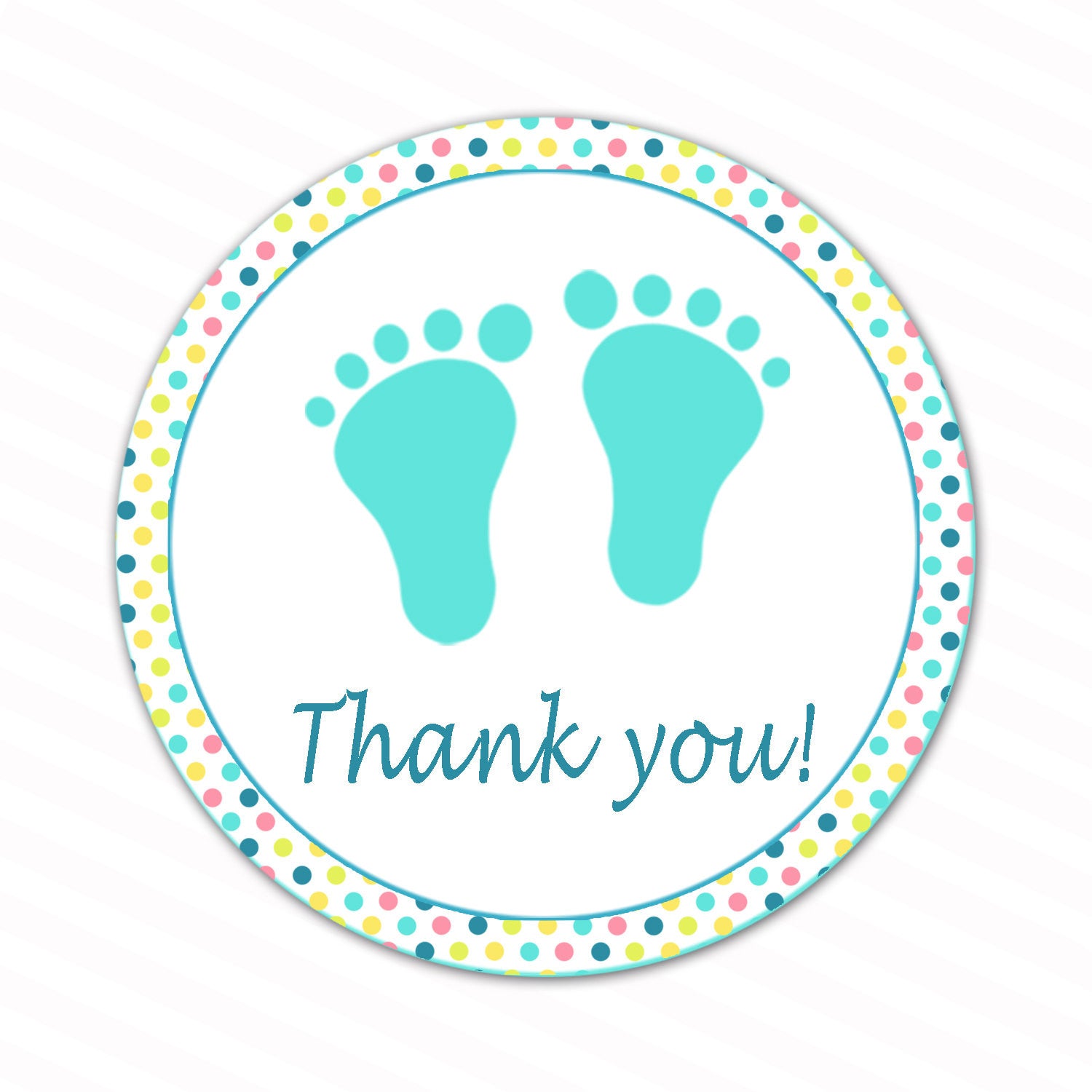 INSTANT DOWNLOAD Pastel Polka Dots Baby Feet Thank You Tags - Baby Shower Favors Baby Shower Items Party Favors Baby Shower Decorations