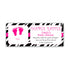 Hot Pink Zebra Diaper Raffle Ticket Card Baby Girl Shower Feet