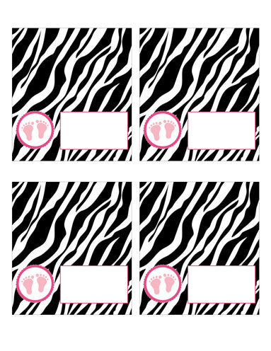 Buffet Food Label Place Seating Name Card Pink Zebra Baby Girl Shower