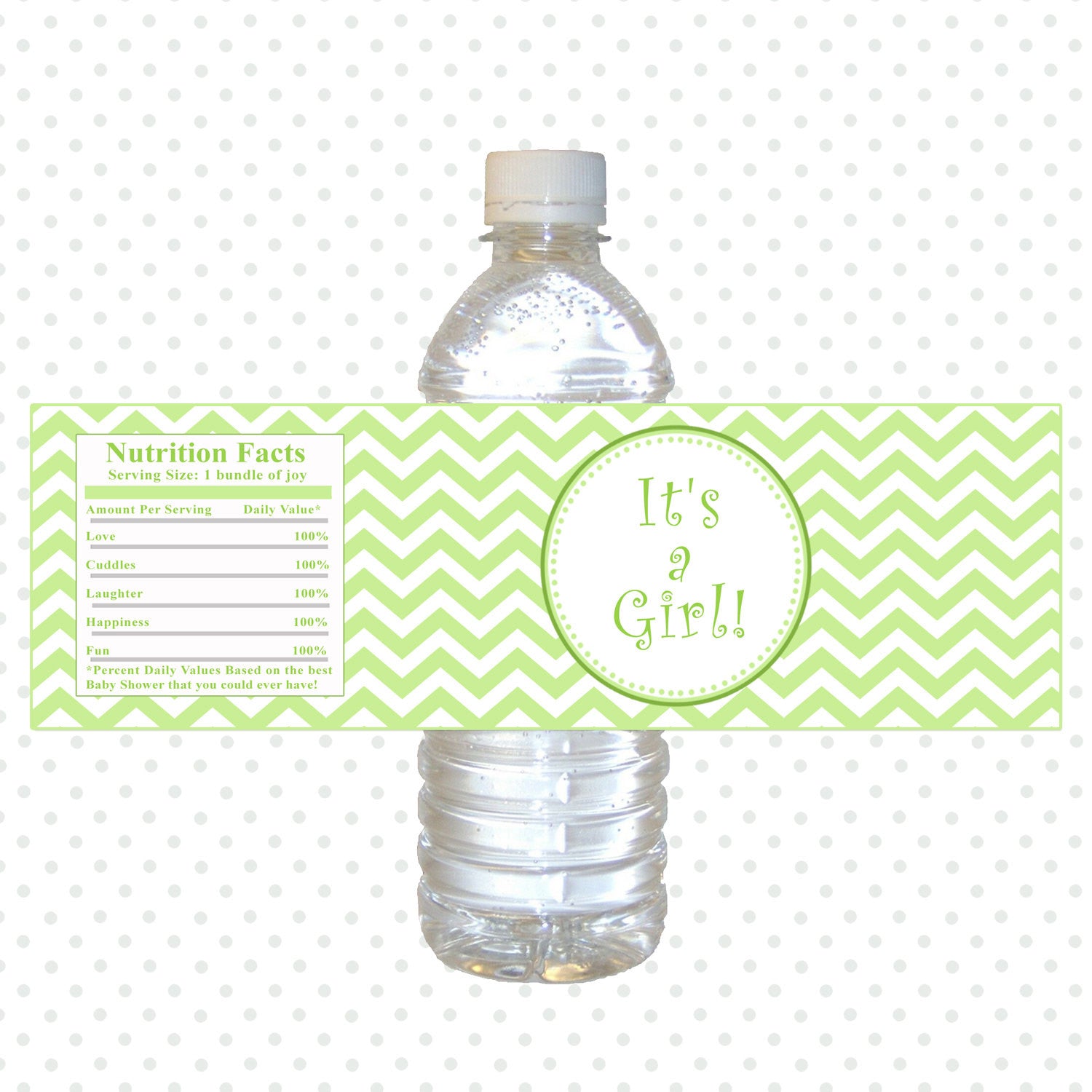 Its a Girl Lime Green Chevron Baby Shower Bottle Label Printable