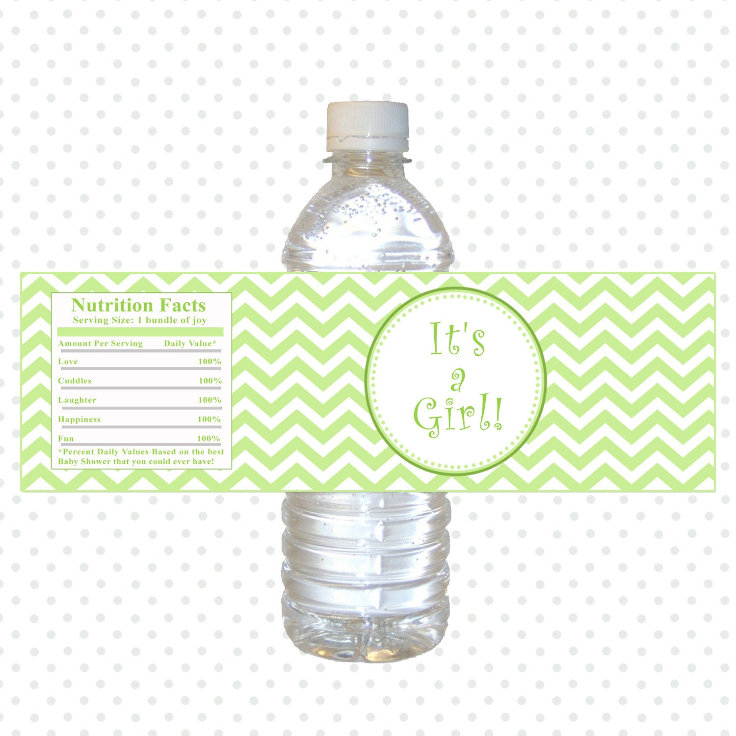 Its a Girl Lime Green Chevron Baby Shower Bottle Label Printable