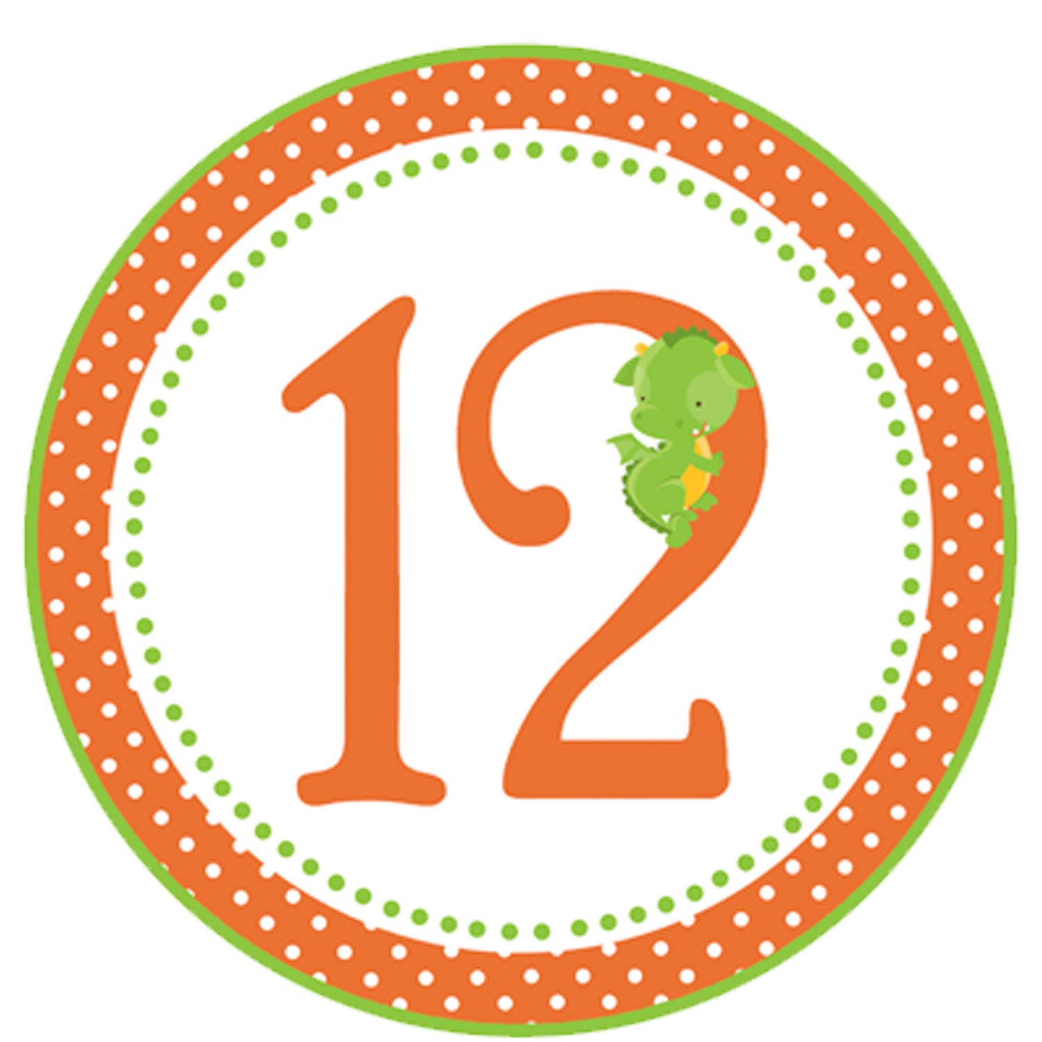 Dragon Birthday 12 Month Banner Orange