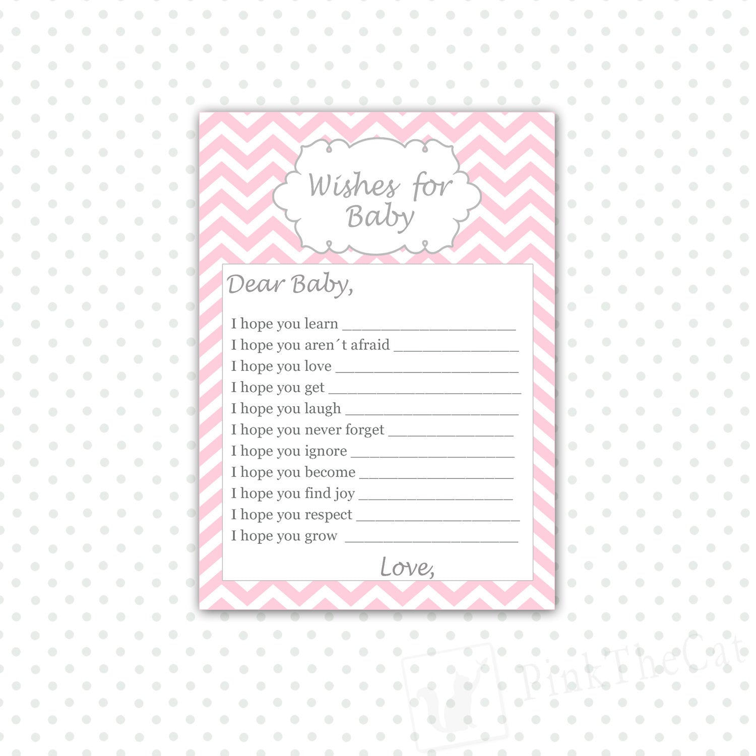 Wishes for Baby Card Pink Chevron