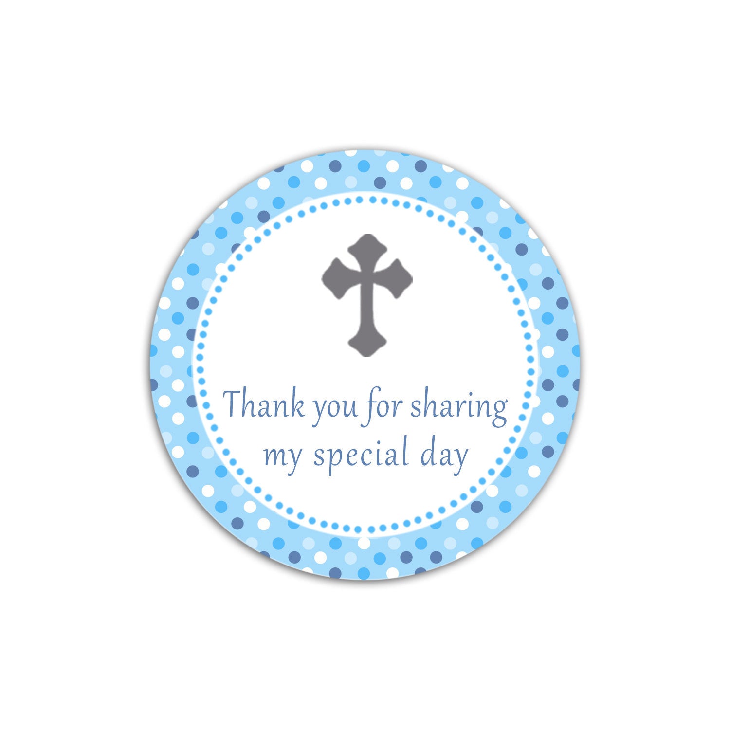 Christening Boy Baptism Favor Label Tag Blue Gray Printable