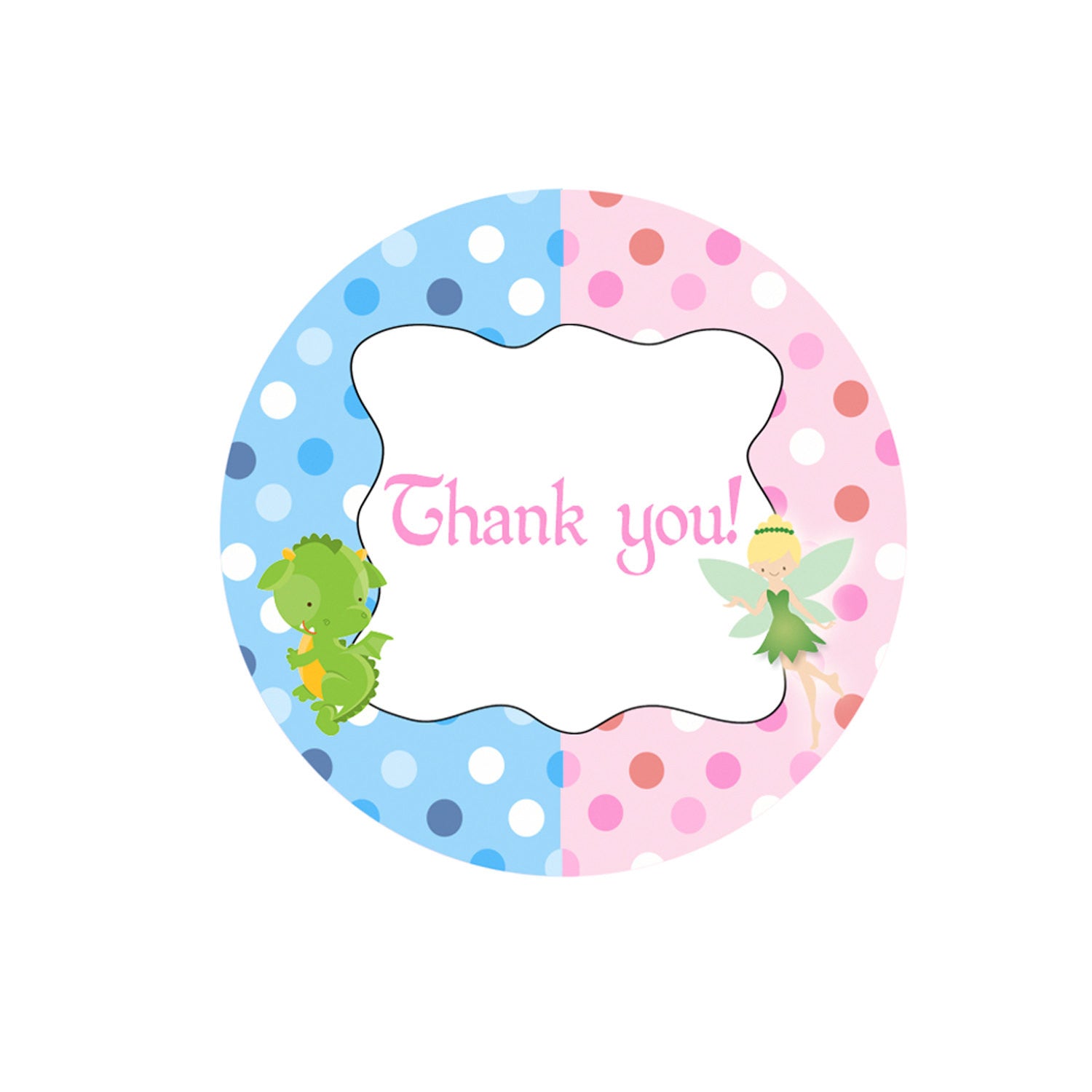 Dragon Fairy Kids Birthday Favor Label Tag Printable