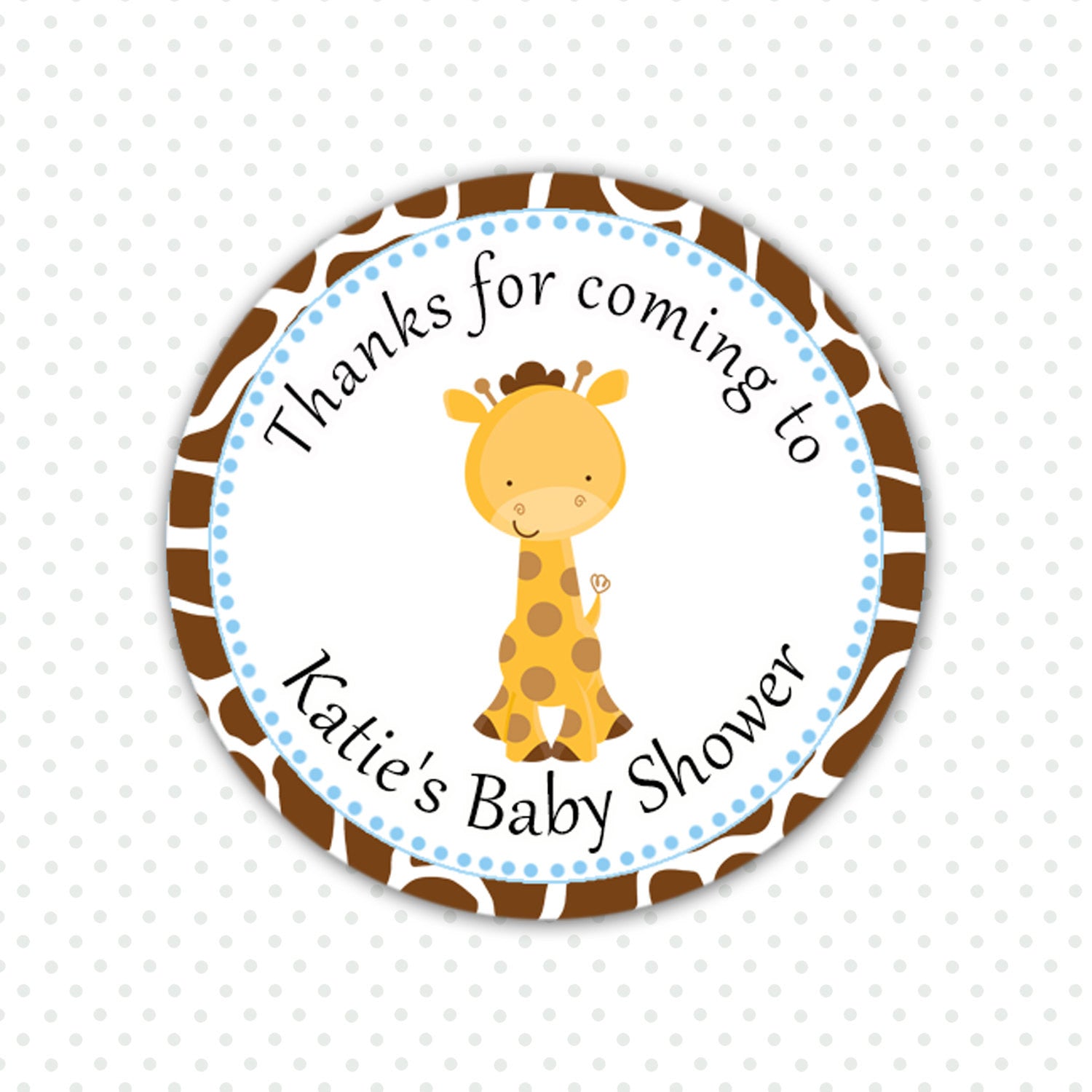 Giraffe Gift Favor Label Thank You Tag Stickers Birthday Baby Boy Shower