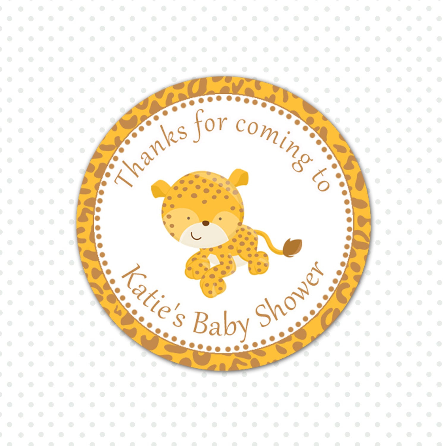 Leopard Birthday Baby Shower Thank You Tag Label Favor Sticker