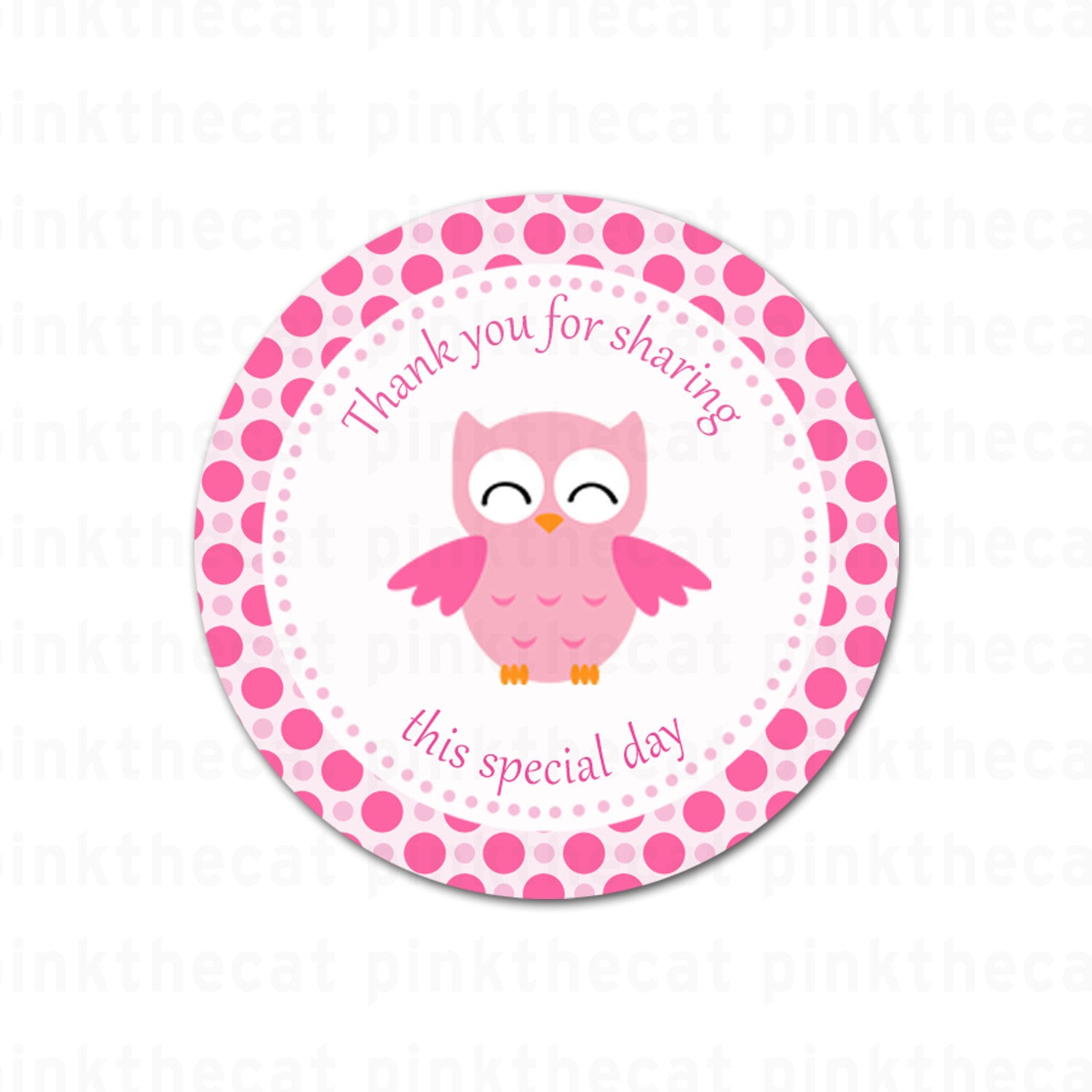 Pink Owl Birthday Baby Shower Favor Label Tag Printable