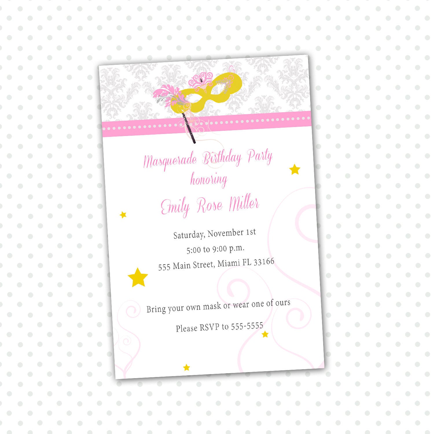 Masquerade Invitation Adult Birthday Party