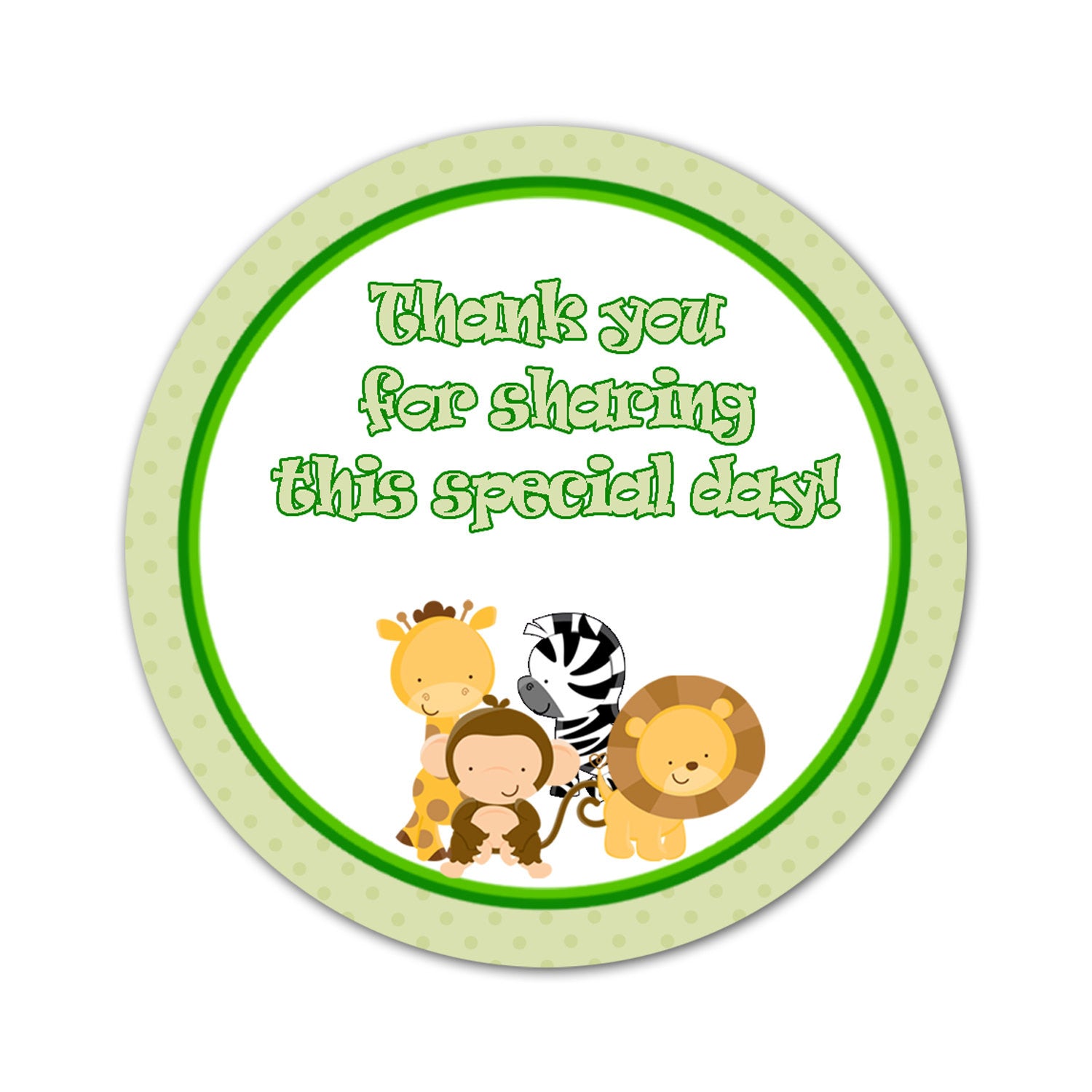 Green Jungle Gift Favor Label Tag Birthday Baby Shower Printable