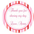 Pink Red Stripes Thank You Tag Label Sticker Baby Shower Birthday